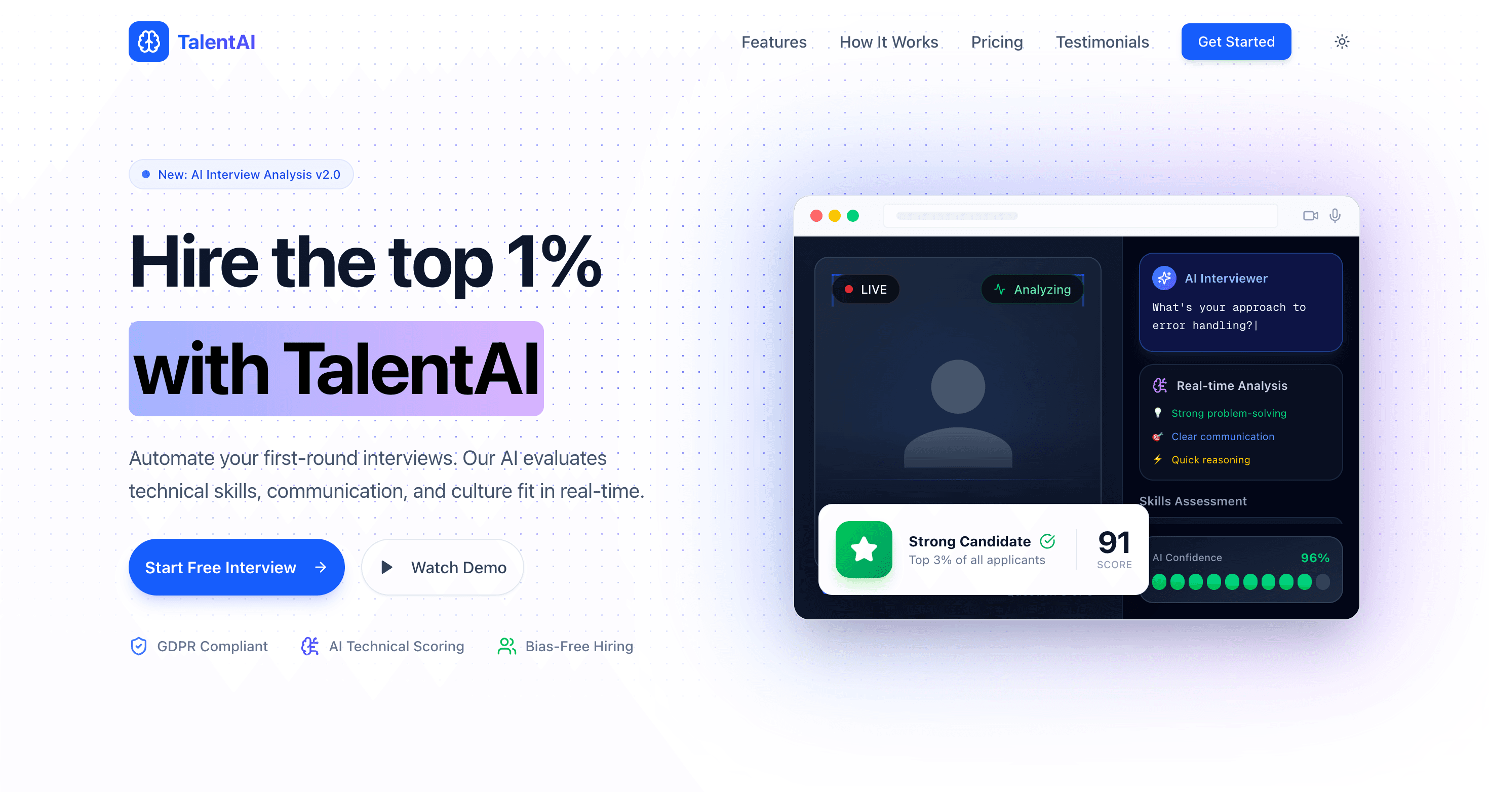 AI Interview Hero Light
