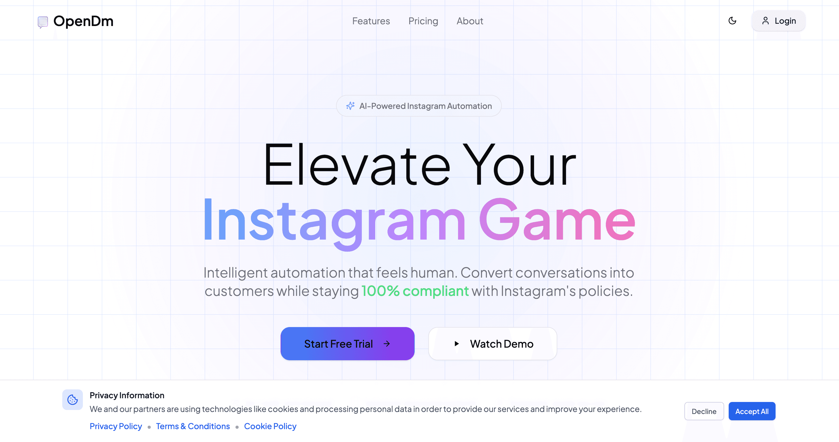 Instagram Automation Hero Light